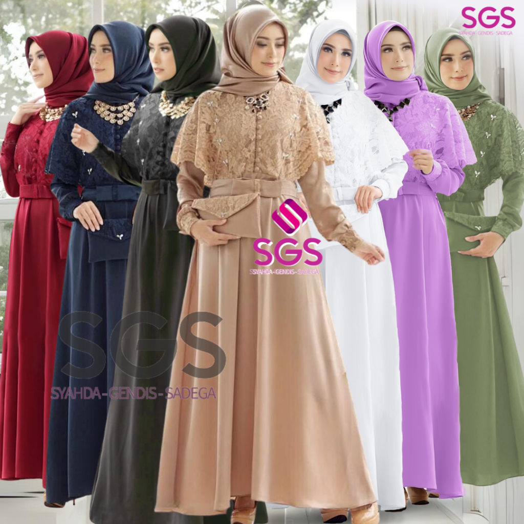 Dress Brokat Nadine Premium & Elegan Murah dan Berkualitas pesta mewah jumbo couple anak gamis abu t