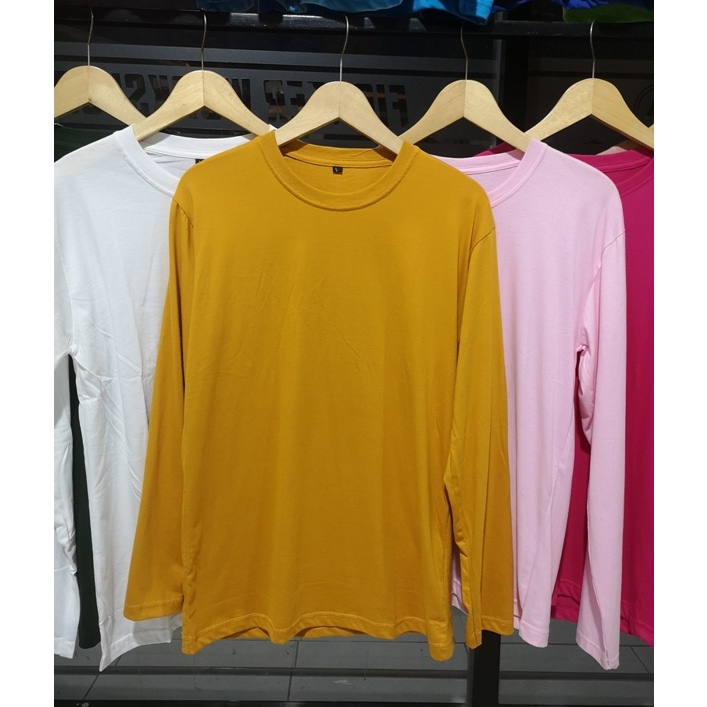 Kaos Polos 30s Lengan Panjang Kuning Mustard