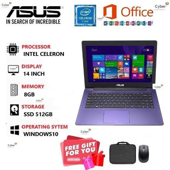 Laptop ASUS 14inch Intel celeron RAM 8GB SSD 256GB  Win10 [FREE TAS&amp;MOUSE]