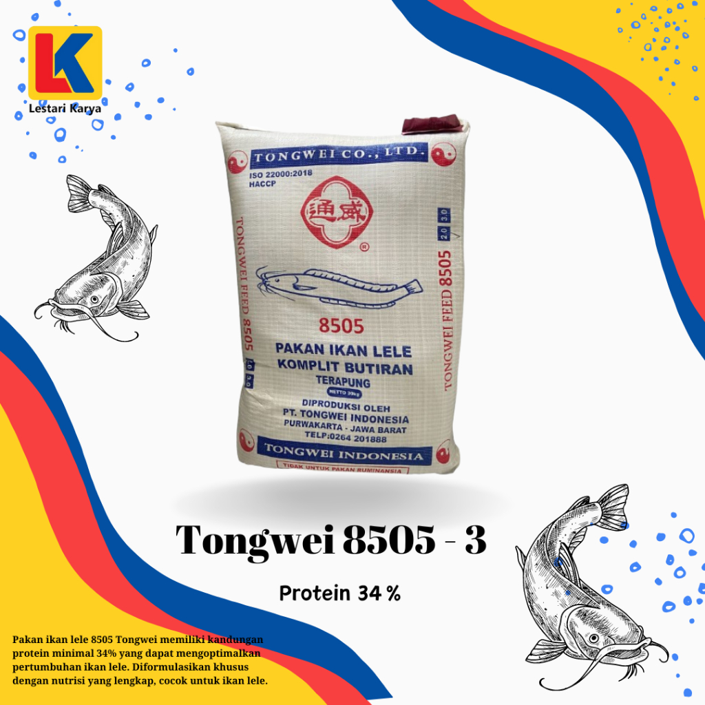 [1 kg] Pakan Ikan Lele Tongwei 8505 3 Ecer