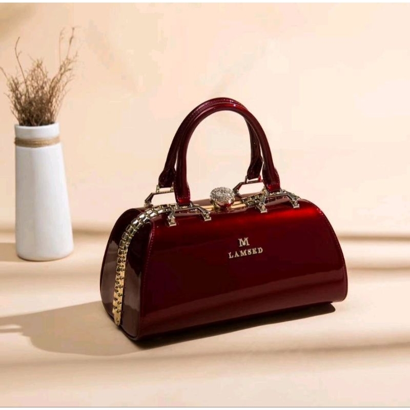 Summerbags Tas Pesta Wanita Handbag Behel Mewah Aksen Kristal Glossy SL-3452