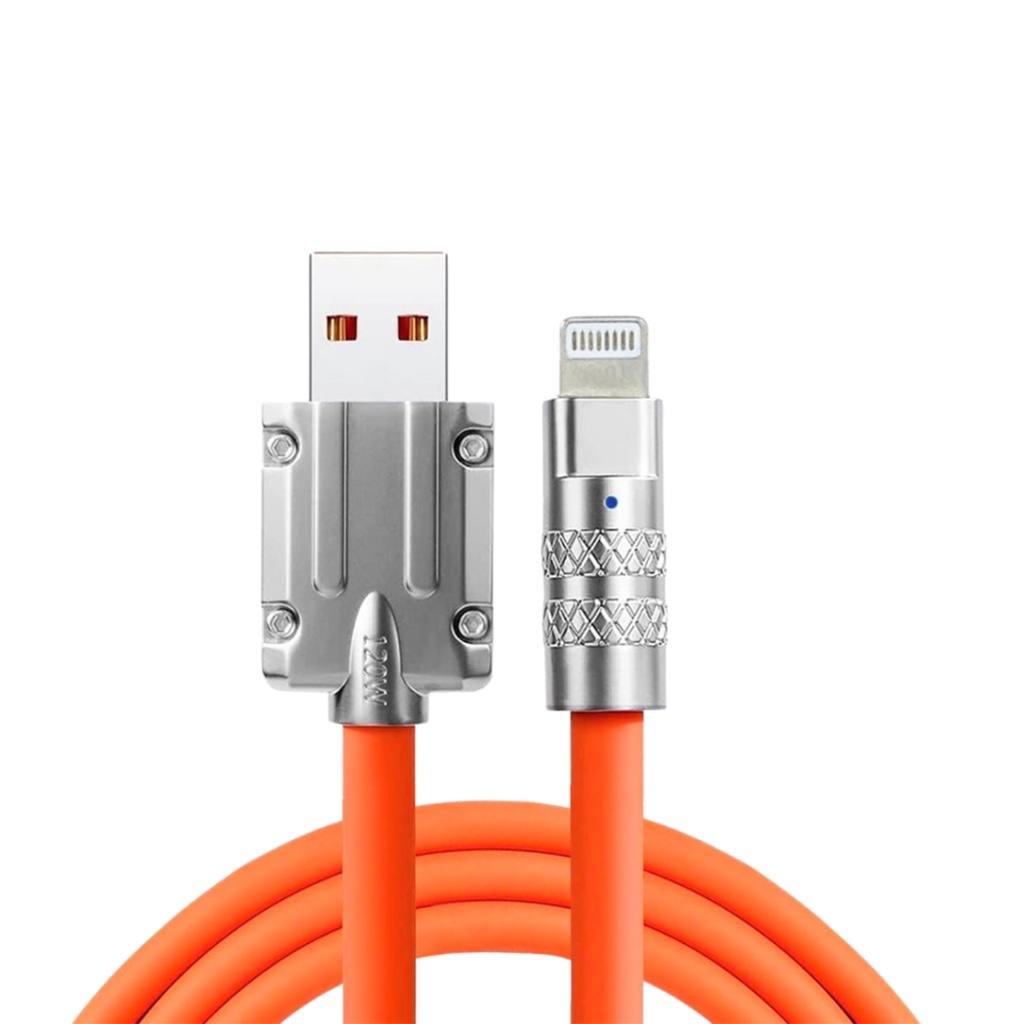 INONE Kabel Data Type C / Lightning Fast Charging Panjang 1 Meter USB Kabel Data Durable Silicon Orange Untuk Handphone Android/Ios-Lightning USB
