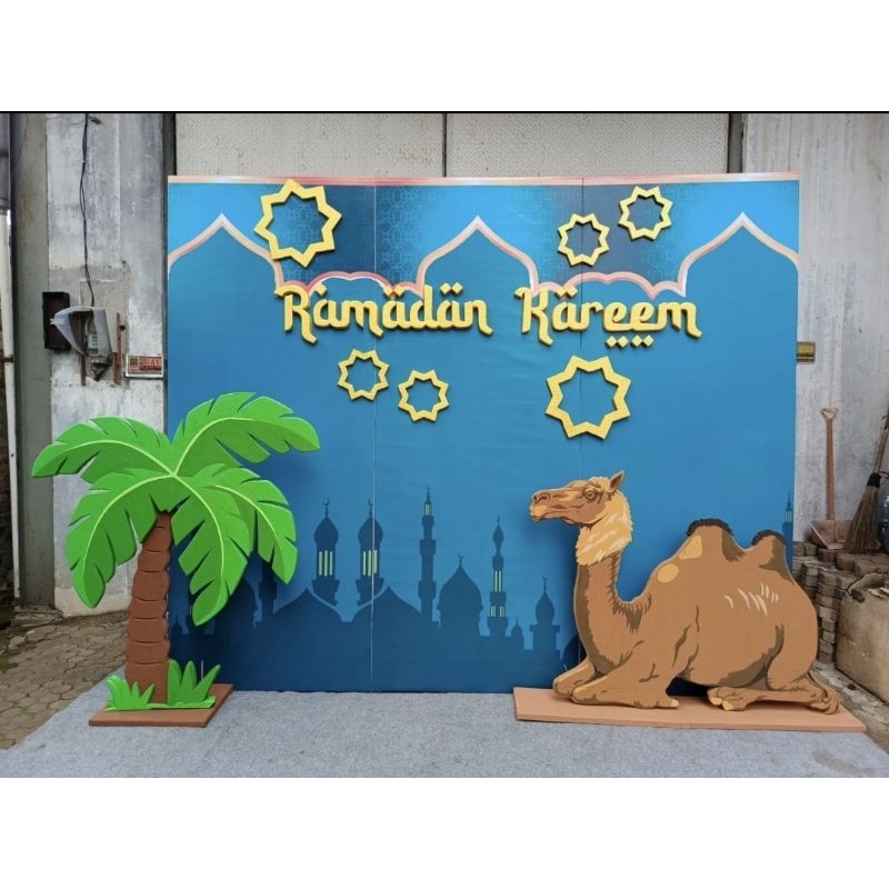 SUPER JUMBO DEKORASI RAMADHAN KAREEM IDUL FITRI UNTA POHON KURMA BACKDROP HARI RAYA LEBARAN EID MUBA