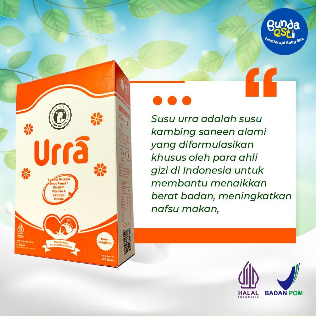 

Susu URRA, Susu Kambing Saneen Eropa Untuk Penambah Berat Badan & Tinggi Badan Anak, 200 gr, Halal BPOM