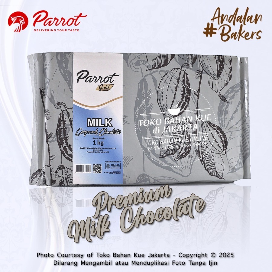 

Parrot Gold - MILK Chocolate Compound 1kg Asli Cokelat Susu Batang Premium Coklat Baking