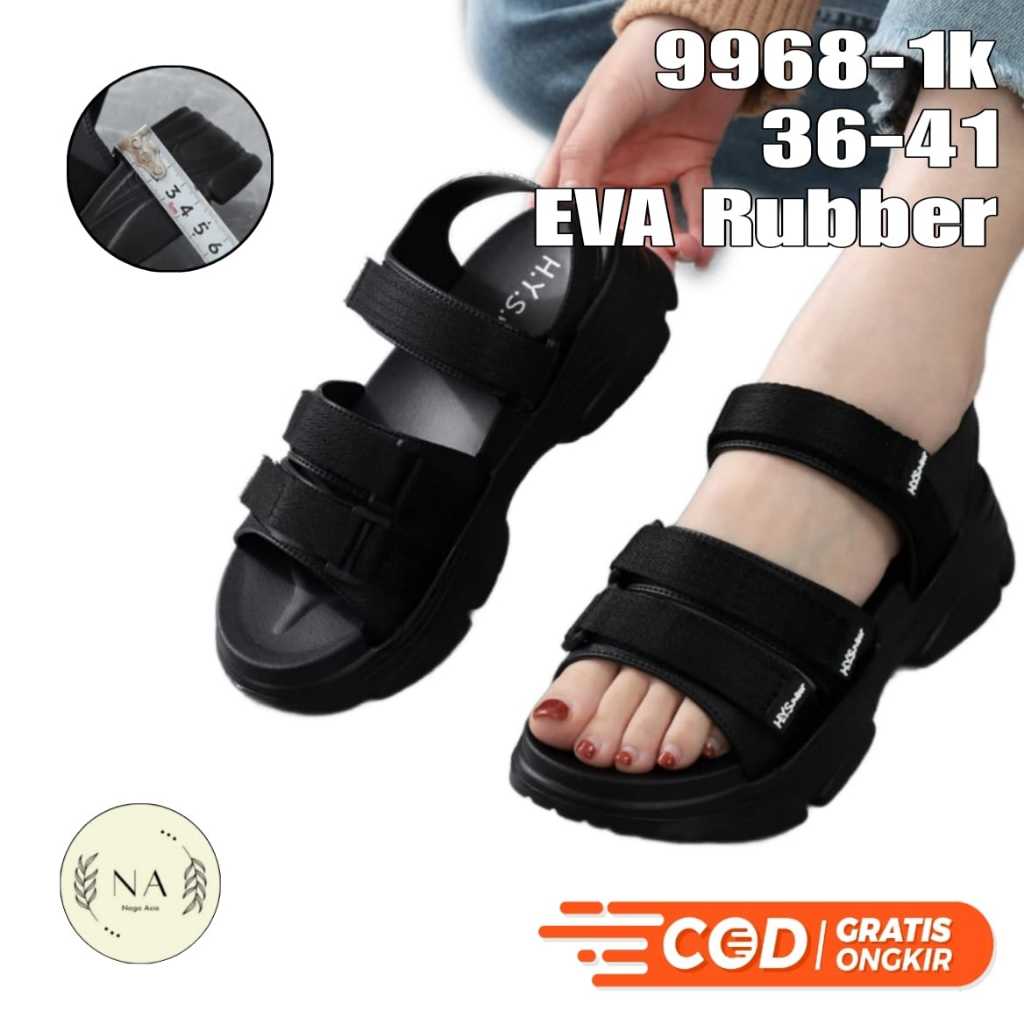 Sandal Gunung Wanita Dewasa tali velcro 9968-1K 36-41 Sandal Eva Rubber import 2024