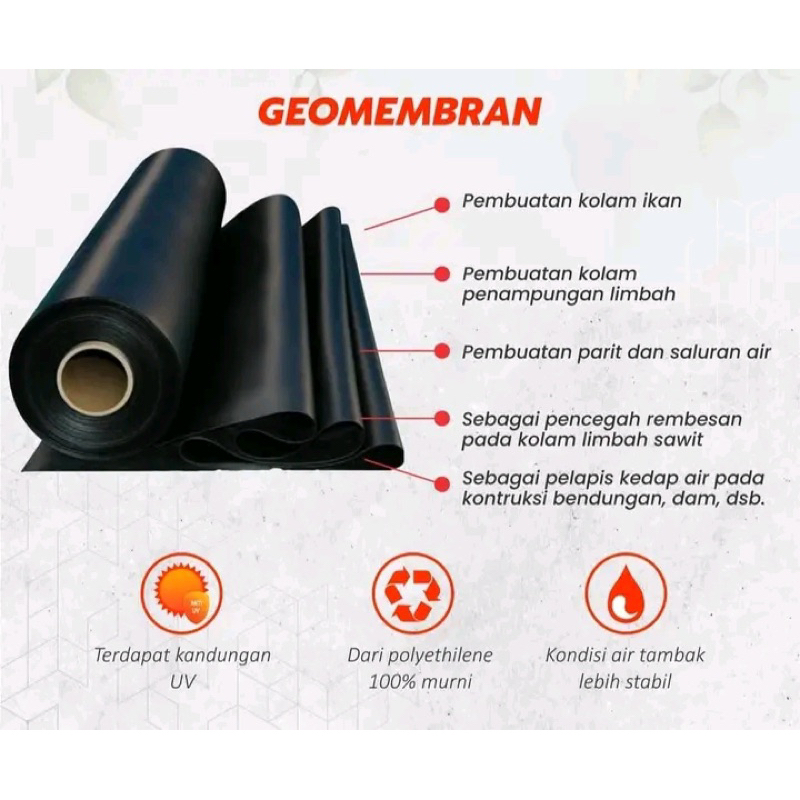 Hdpe geomembran ukuran 4x30 meter tebal 300 micron ( Terpal Tambak & kolam ikan )