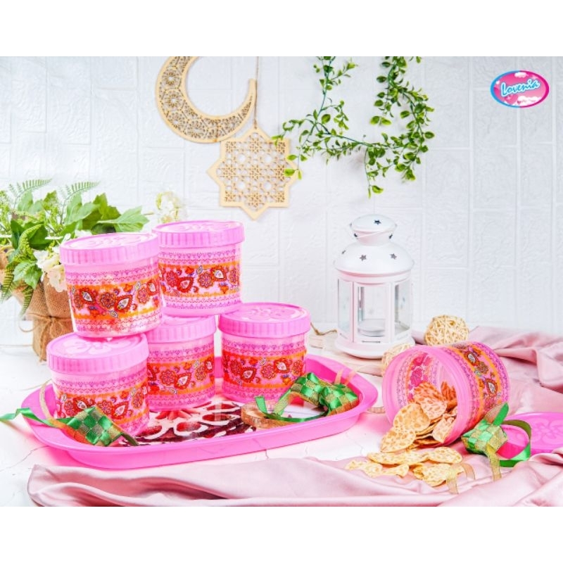 Lovenia Toples Nampan Set (6 Toples + 1 Nampan) dengan motif Ramadan