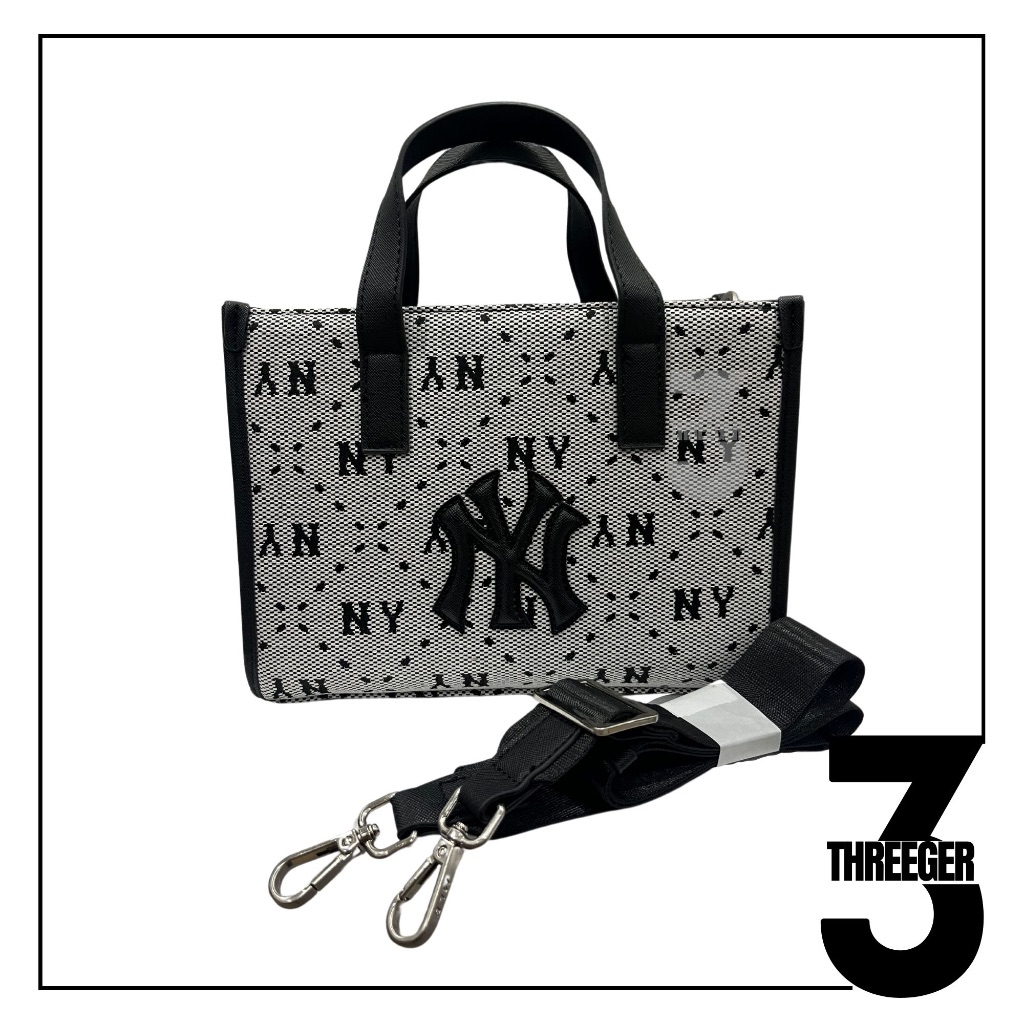 MLB NY New York Yankees Monogram Jacquard Tote Bag Black Original