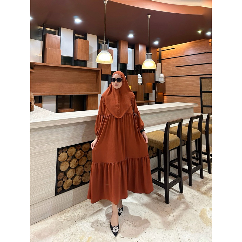 Arumi Dress/Gamis Set Hijab Crinkle Airflow Premium Muslim