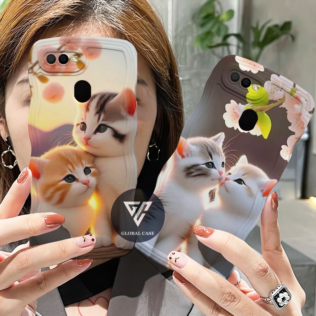 Softcase Gelombang For Oppo A5S A7 A11K A12 A12S F9 F5 F7 Custom Couple Kucing For All Type Samsung 