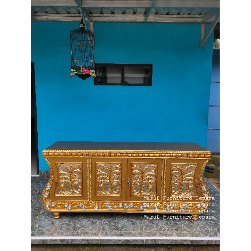 Buffet Tv Ukir Mewah, Buffet Tv Ukir Jati Berkualitas