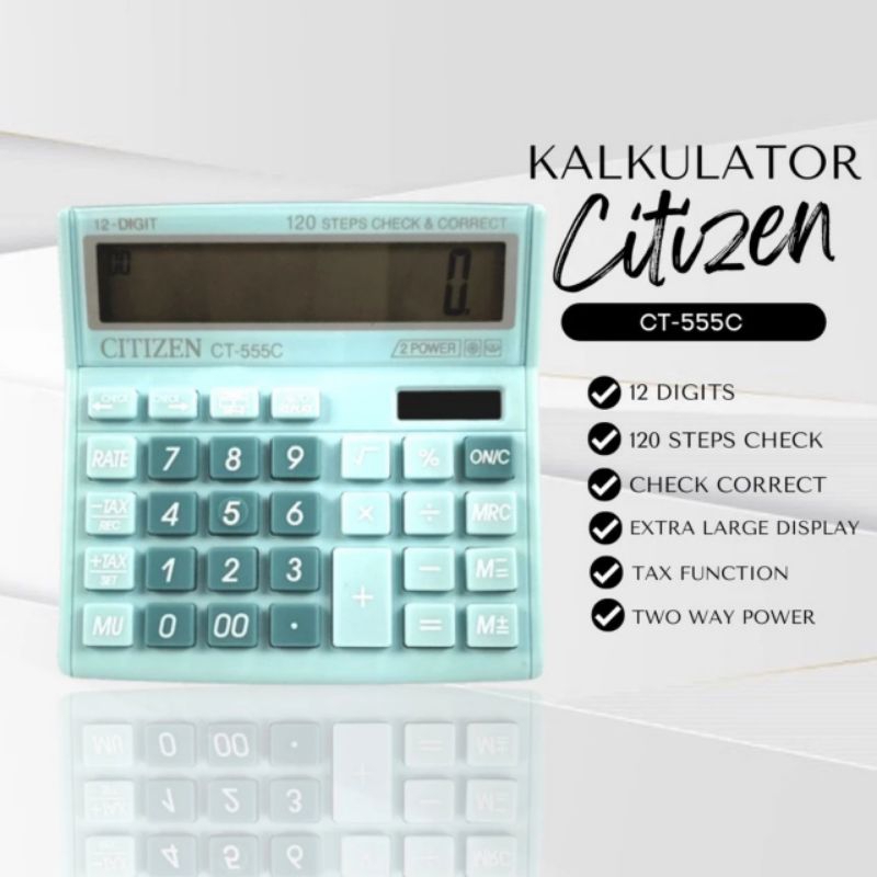 

kalkulator citizen warna kalkulator dagang 12digit kalkulator ct555c ct 555 C ct-555c