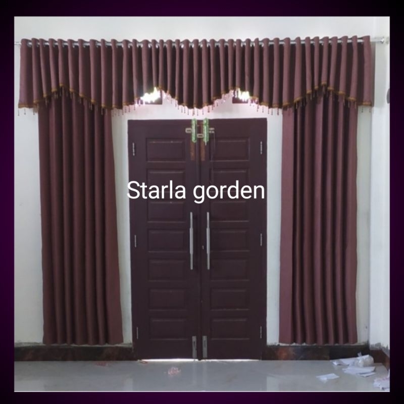 Gorden satu set poni pintu tengah kupu tarung hordeng jendela  black out import polos