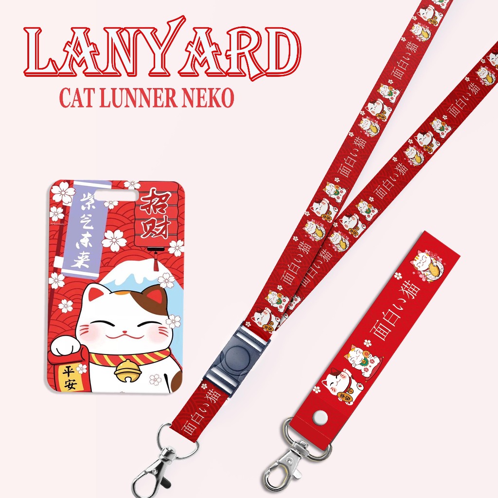 

STRAP LANYARD CARD HOLDER Cat Lunner Neko ID Card, Gantungan Kunci, Handphone