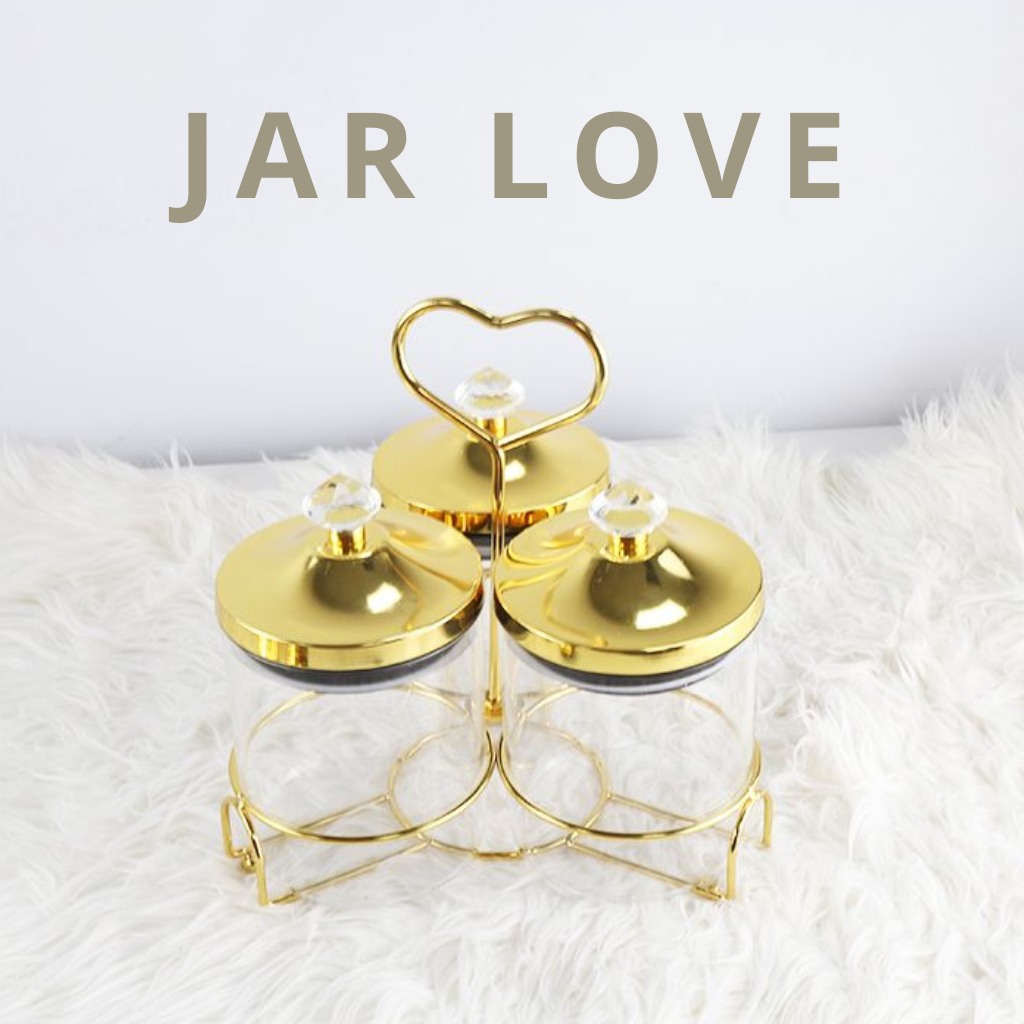 Toples Candy / Jar love kedap udara multifungsi / Toples Kaca Jar Love SET / Snack Jar- Botol Kaca H