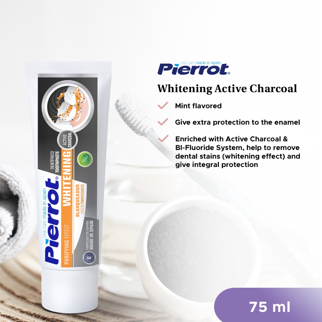 Pierrot Whitening Active Charcoal Toothpaste 75ml REF.62 - Pasta Gigi Charcoal Pemutih Gigi Alami An