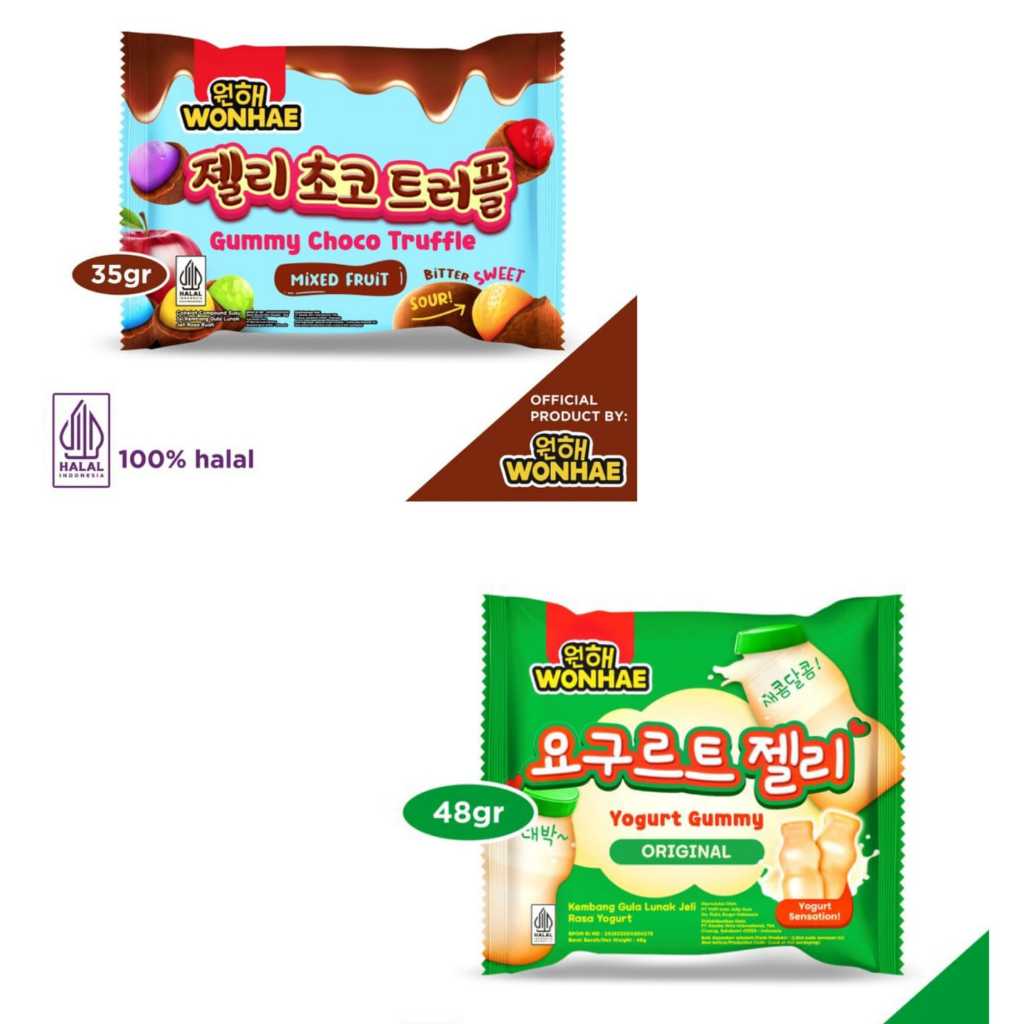 Wonhae Gummy Choco Ball Truffle Mixed Fruit 35gr /  Coklat Jelly Jeli Rasa Buah / Cemilan Snack Kore