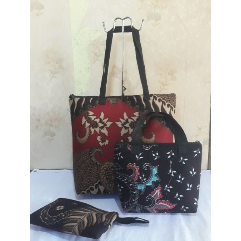 tas wanita batik tote bag clud bag  dompet hp