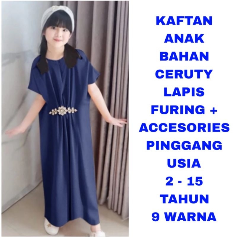 WK KAFTAN ANAK PEREMPUAN BAJU MUSLIM TANGGUNG LEBARAN IDUL FITRI