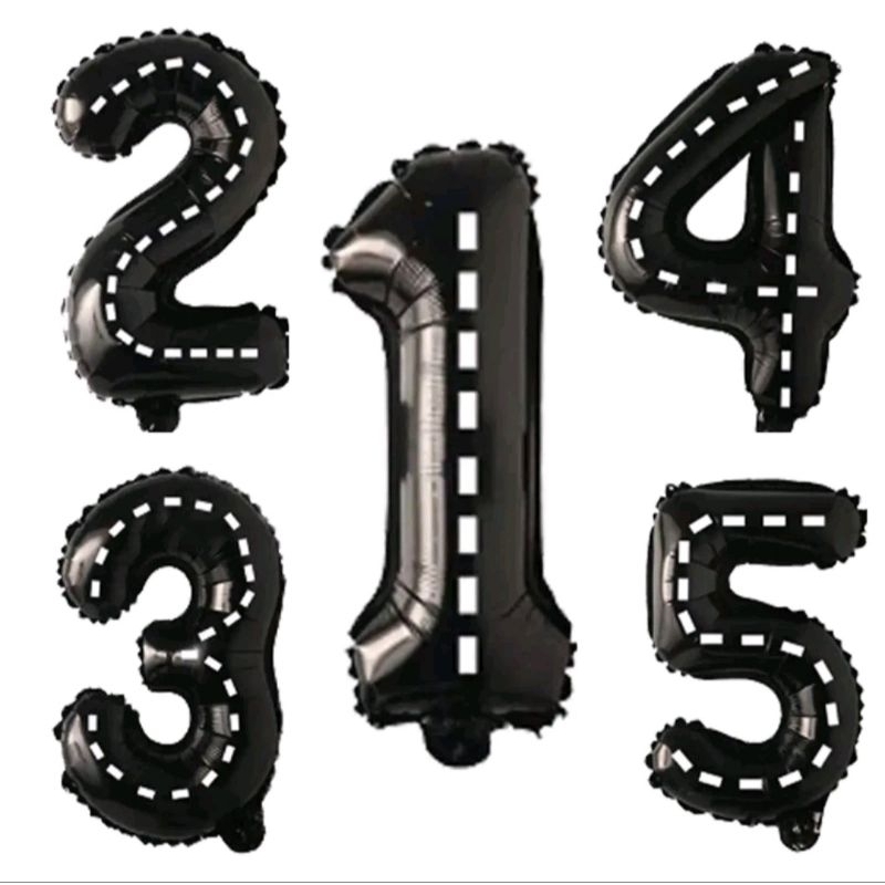 BALON ANGKA HITAM RACING STRIPE 100cm