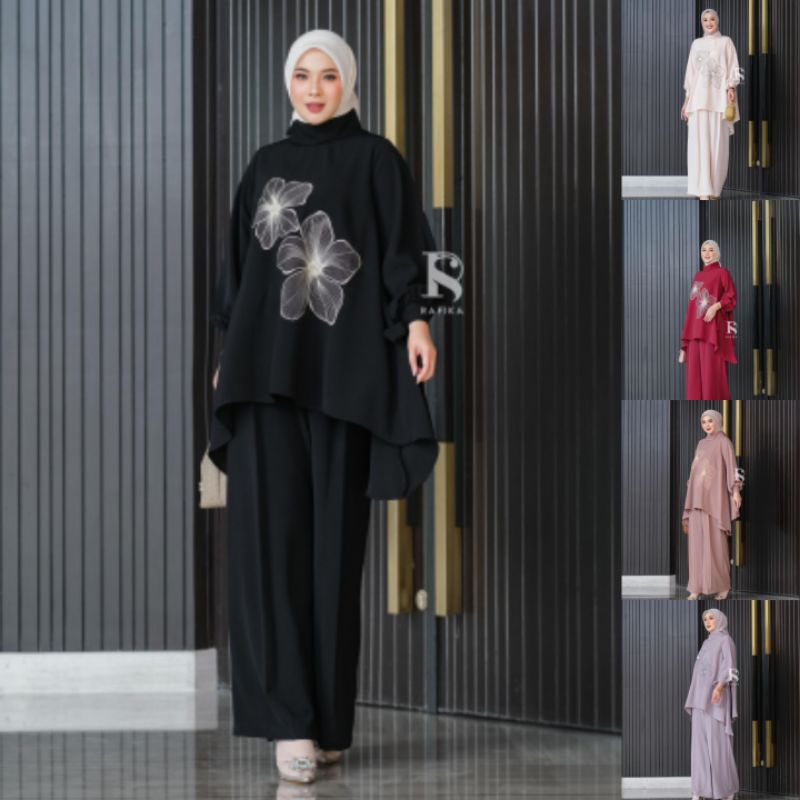 RAFIKA HANUM  Baju Setelan Celana Kulot SetCel Wanita Hanum Set by Rafika . Nazra Sha