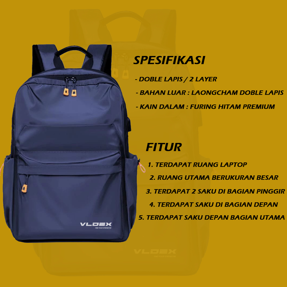 CUCI GUDANG PROMO TERBARU Veledex - VINUS tas pria ransel premium Backpack Laptop Ransel distro