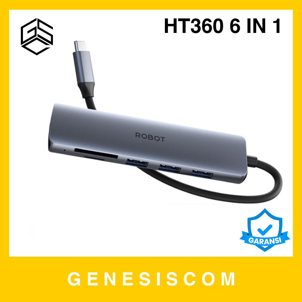 USB Hub ROBOT HT360 6in1 USB Type C to HDMI + Micro SD TF + SD Card + 3x Port USB 3.0 Card Reader Ad