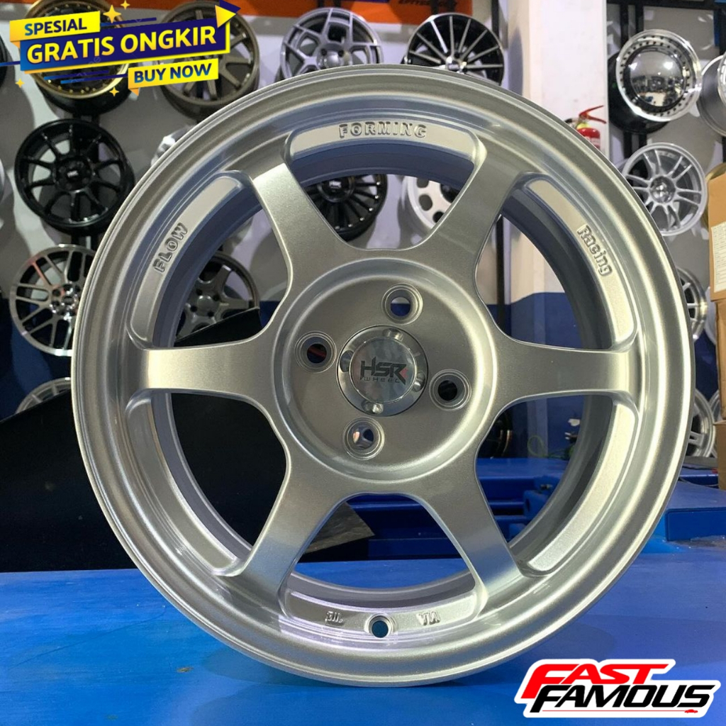 velg hsr yuzawa r15 full silver  bisa untuk brio, mobilio, jazz, agya dll