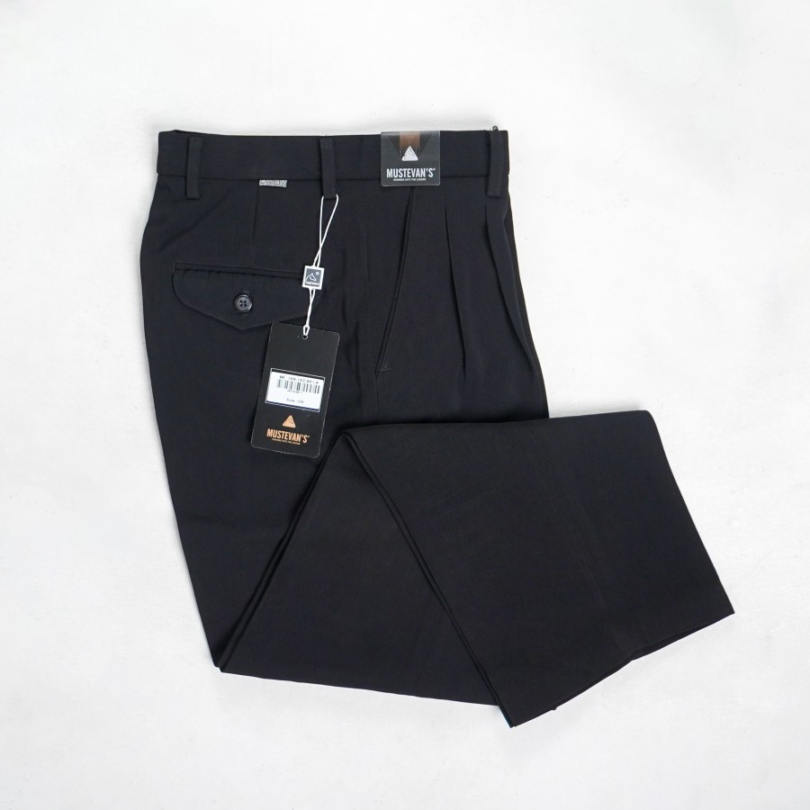MUSTEVANS CELANA PANJANG FORMAL KERJA REMPEL/PLOY HITAM PRIA 102