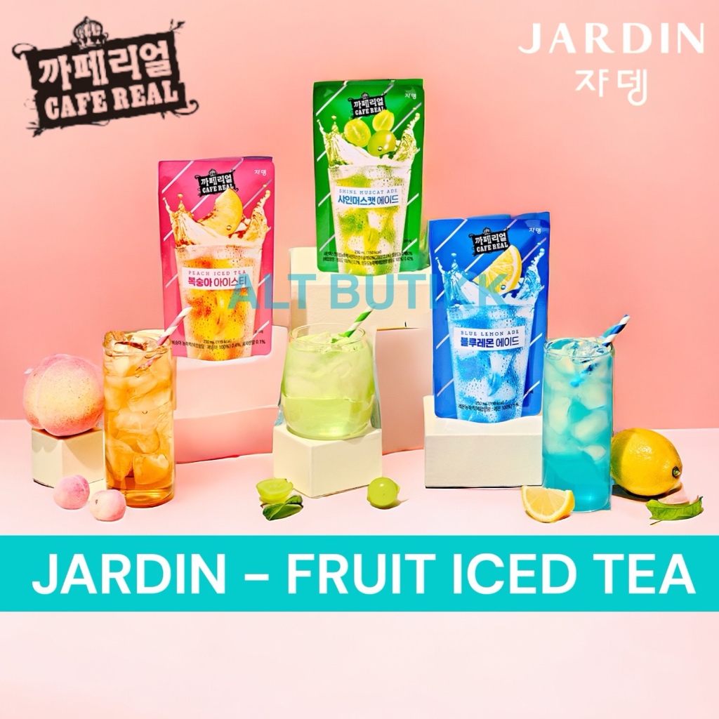 

JARDIN - CAFE REAL | ICED PEACH TEA - BLUE LEMON ADE - SHINE MUSCAT ADE | TEH INSTANT KEMASAN | PRODUCT OF KOREA