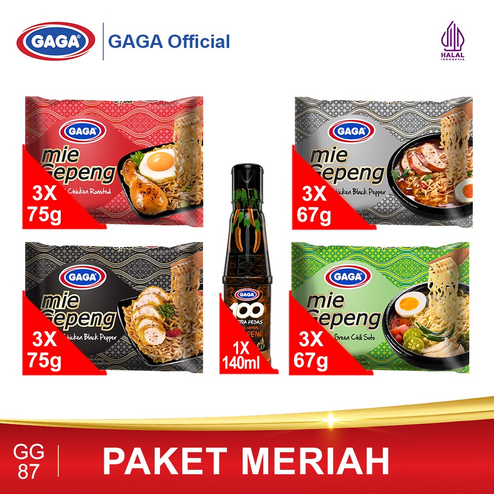 

GAGA Mie Gepeng & 1 Botol Saus Extra Pedas Jalapeno (GG87)