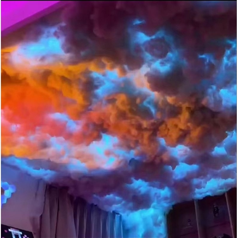 Lampu awan dakron efek petir running tempel tembok full set led tinggal pasang tempel dinding modern