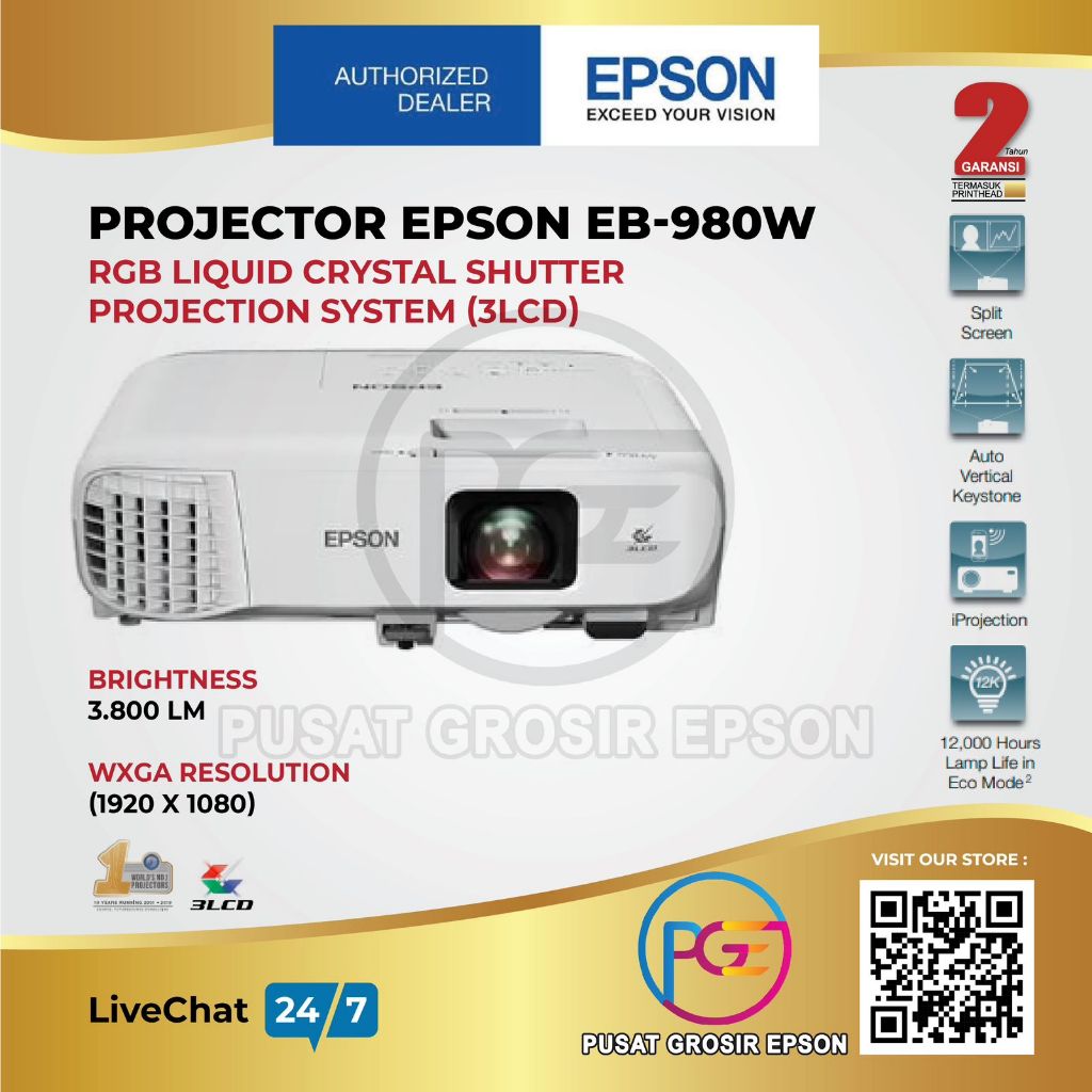 Proyektor Epson EB 980W 3800 Lumens