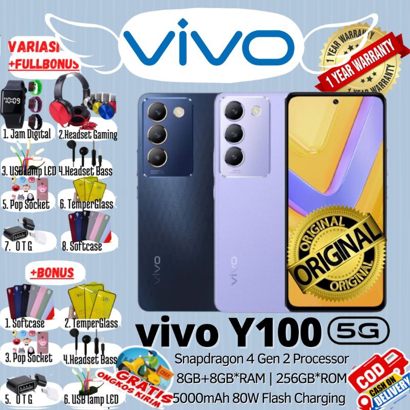 VIVO Y100 5G BARU RAM 8/128GB - 8/256GB 100% ORI GARANSI RESMI