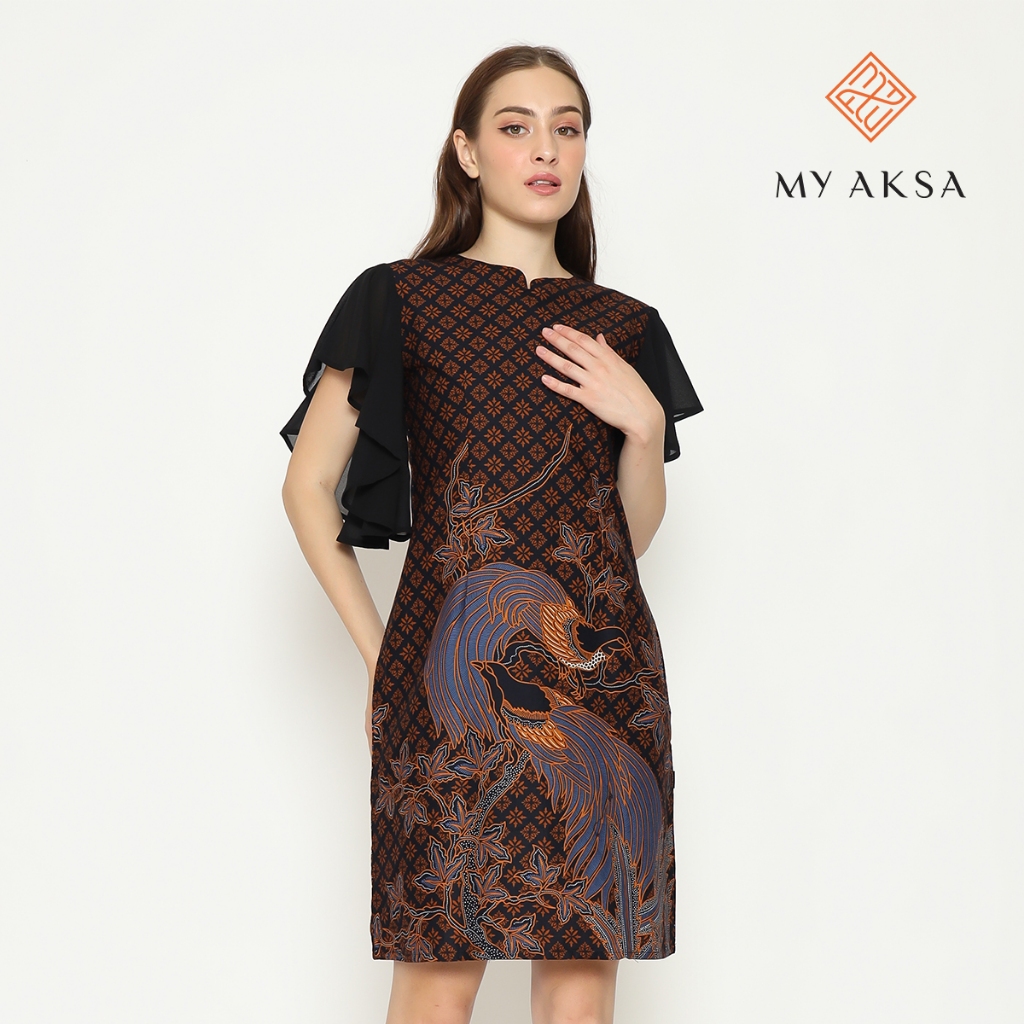 My Aksa Batik Wanita Dress Furing Odelia Ocean