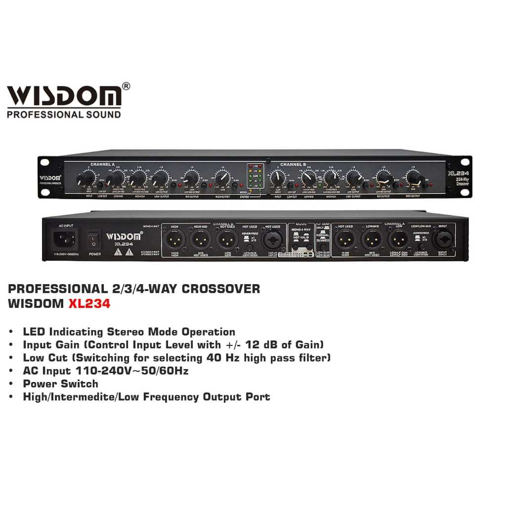 Wisdom XL234 / XL 234 – Crossover Aktif audio profesional original