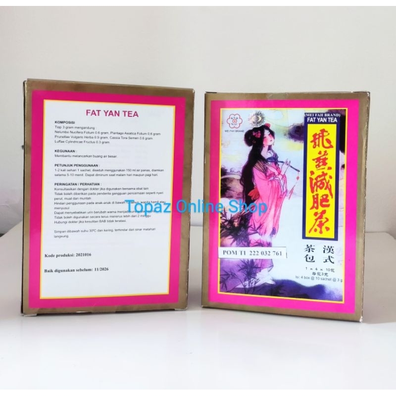 

fat yan tea / teh pelangsing, melancarkan BAB dan menurunkan kolesterol