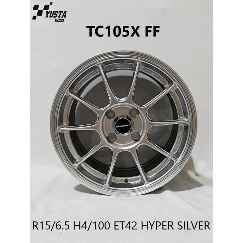 Velg tc105x ring 15 lebar 6.5 et42 h4x100 hyper silver