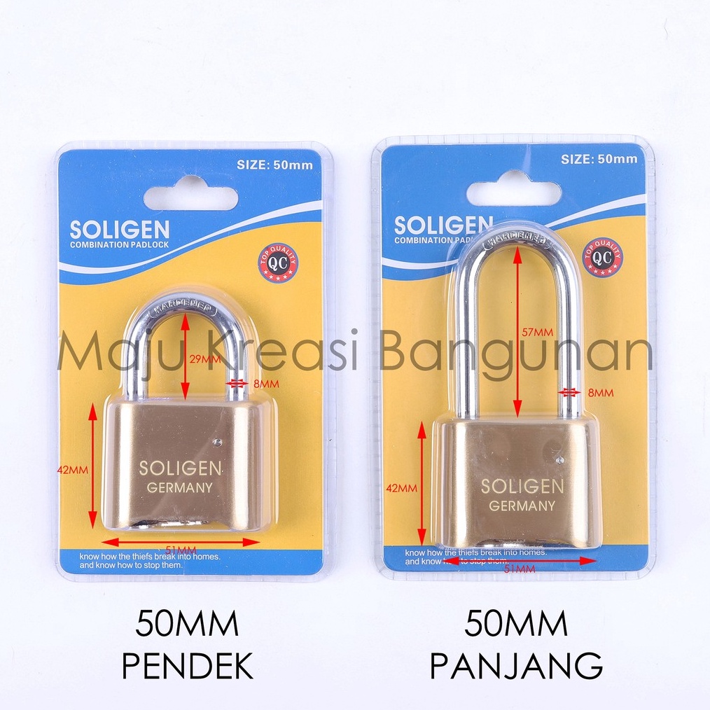 Discount Today Gembok Nomor SOLIGEN 5mm 5 mm Password Panjang Pendek Combination Padlock Pagar Rumah