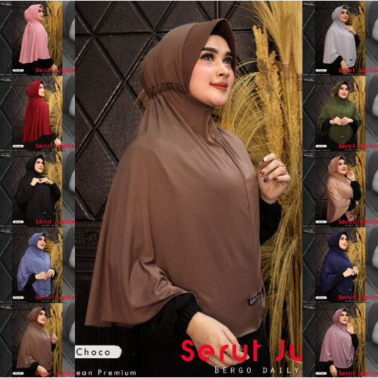 Bergo Serut Jumbo Bahan Premium Kualitas Import - Nazilla production