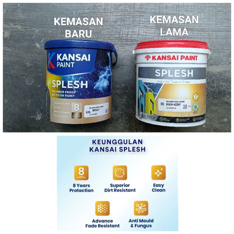 Cat Tembok Eksterior Splesh Galon 2.5 kg Mesin Tinting Kansai Paint