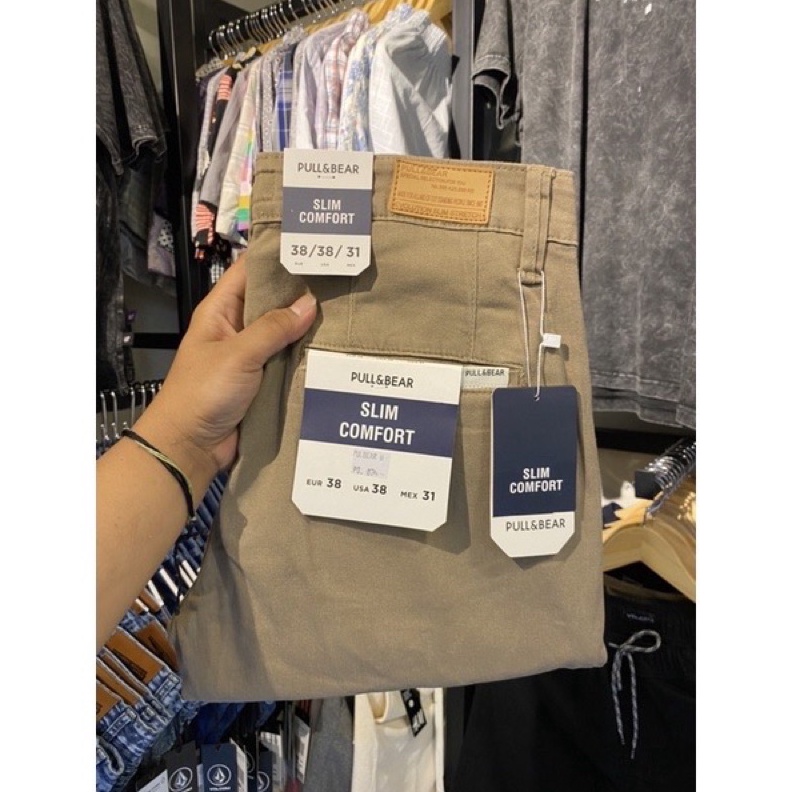 Original CELANA PANJANG CHINOS SLIMFIT PRIA PULL AND BEAR murah