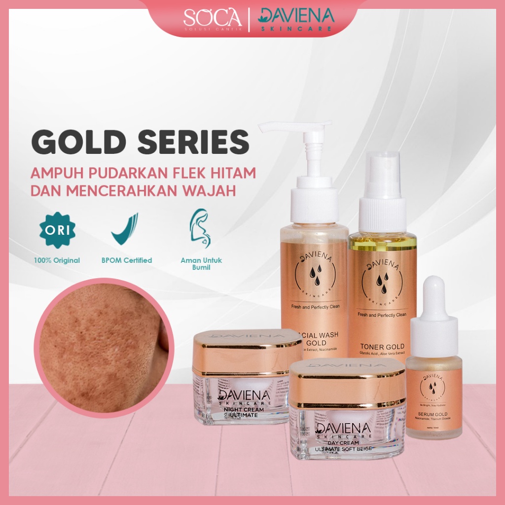 Grosiran Murah DAVIENA SKINCARE GOLD SERIES Skin Care Pencerah Pelembab Pemutih Menutrisi Wajah Memu