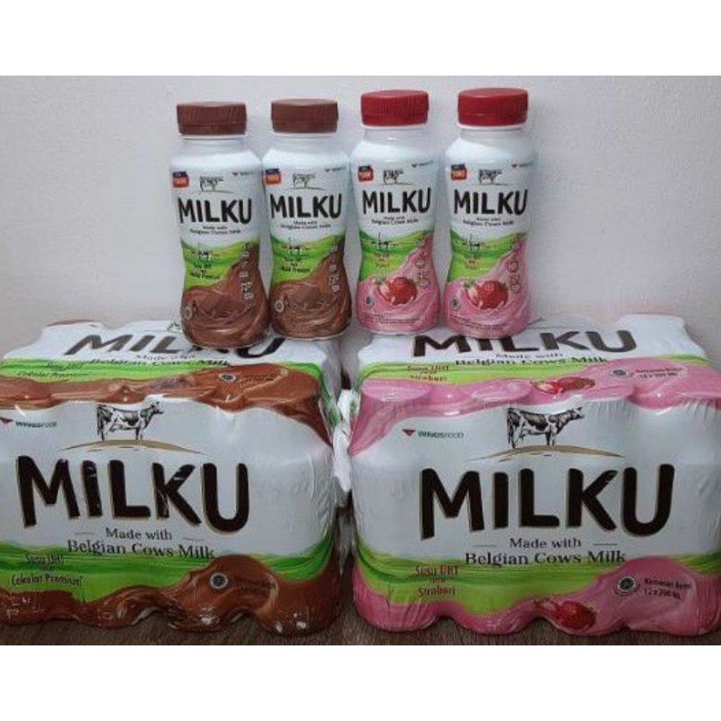 

1212 Brands Festival SUSU MILKU UHT BOTOL WITH BELGIAN COWS MILK uk 2 ML COKLAT DAN STOBERI