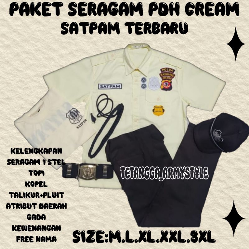 PAKET SERAGAM PDH CREAM SATPAM TERBARU / baju satpam / satpam / baju security