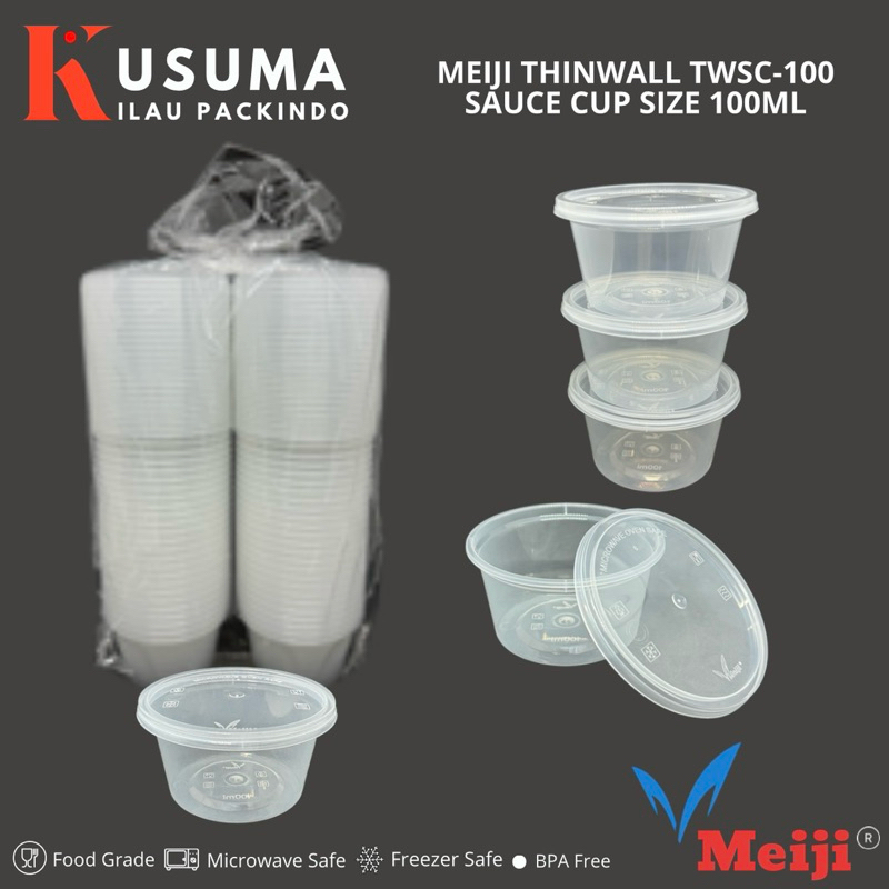 MEIJI THINWALL SAUCE CUP 100ML, 200ML ISI 50PCS PER PACK TEMPAT SAUS SAOS PLASTIK FOODGRADE TWSC-100