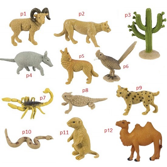Maket Mainan Binatang Miniatur Hewan Gurun Unta Onta Kalajengking Kadal Ular Meerkat Kaktus p0
