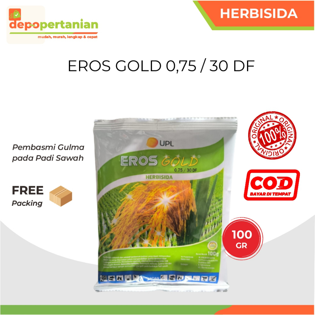 Depo Pertanian - Eros Gold 100 gram Herbisida Selektif Obat Pembasmi Rumput Padi