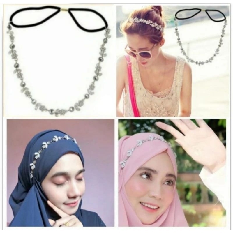 BANDO BANDANA HIJAB AKSESORIS RAMBUT MUTIARA BERLIAN BERKILAU HIASAN RAMBUT KOREAN HEADBAND BANDO HI